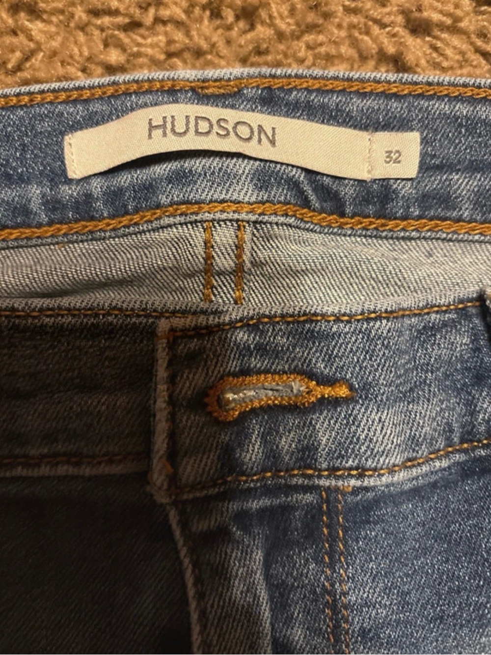 Hudson Jeans Slim Light Blue Denim with Gold Stitching